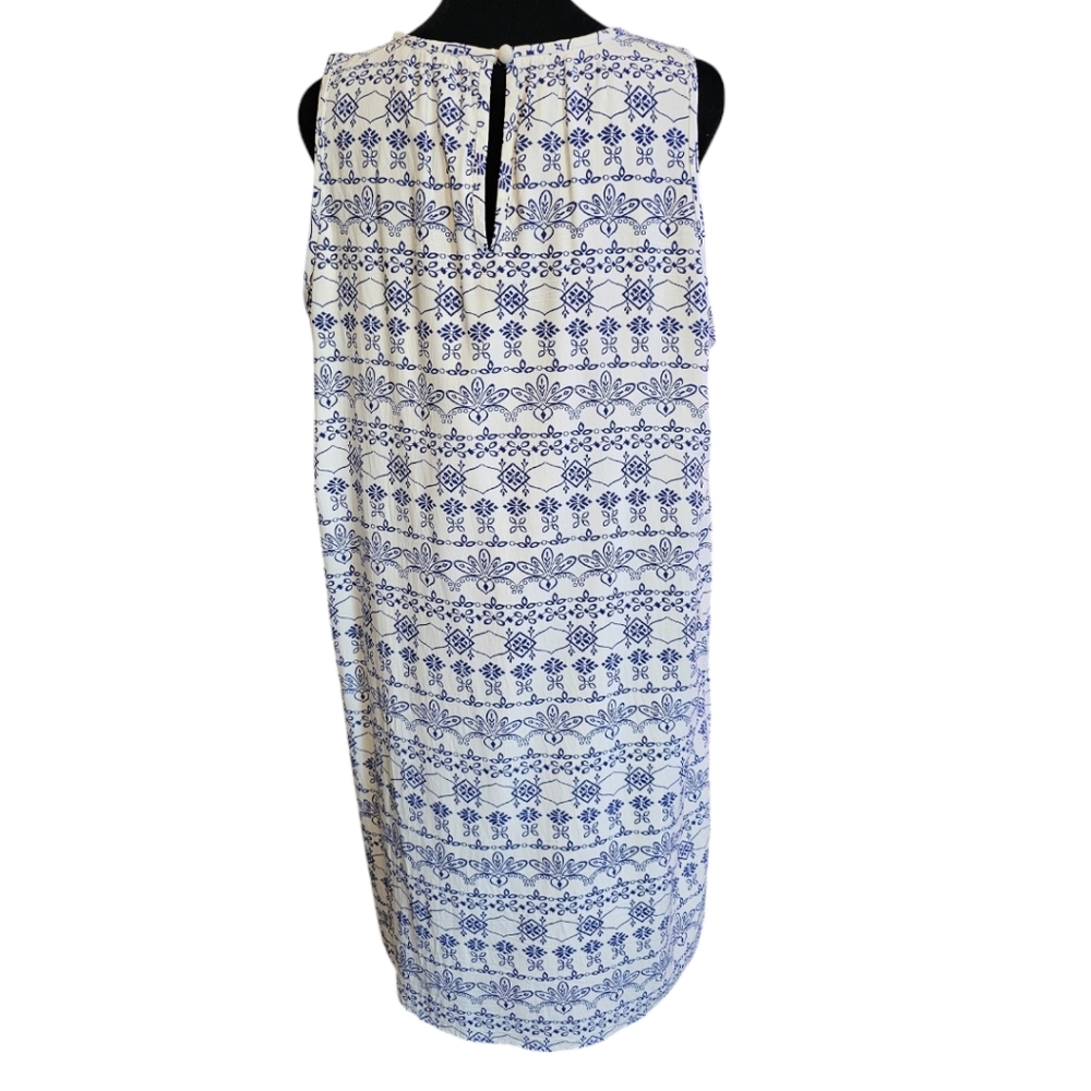 LOFT Blue and White Lined Dress Size Large - Picture 2 of 6